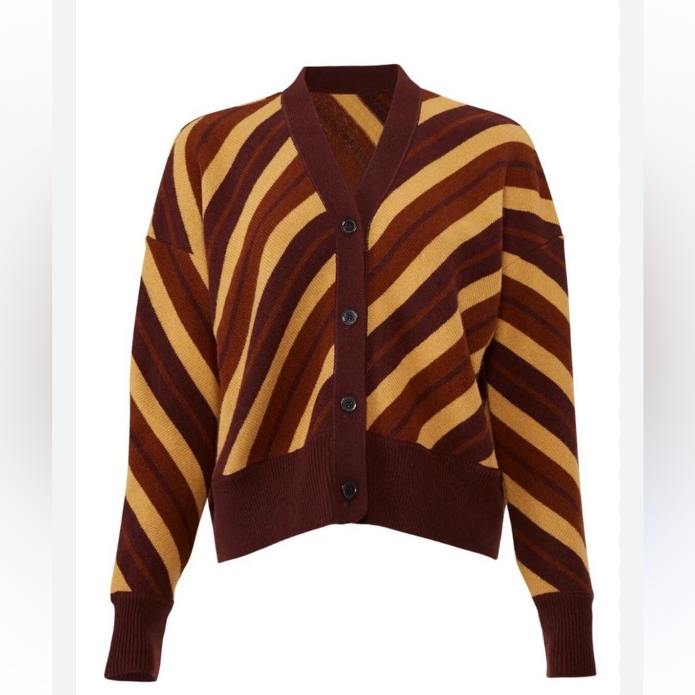 Marni diagonal stripe burgundy gold cardigan